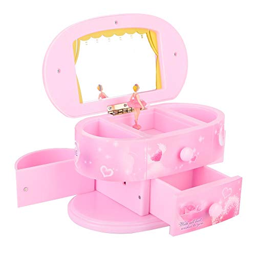 Caja de música, joyero, joyero Musical, Caja de música Bailarina Rosa/Amarillo para niñas para niñas(Pink)