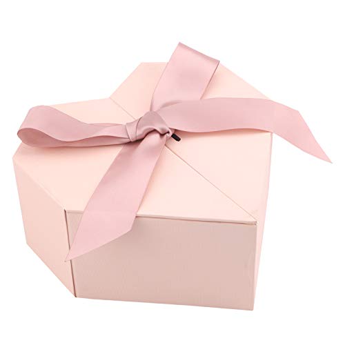 Caja de regalo con lazo de cinta, cajas decorativas con tapa, regalo de joyería cosmética caja de presentación para Navidad cumpleaños vacaciones boda día de San Valentín aniversario, rosa