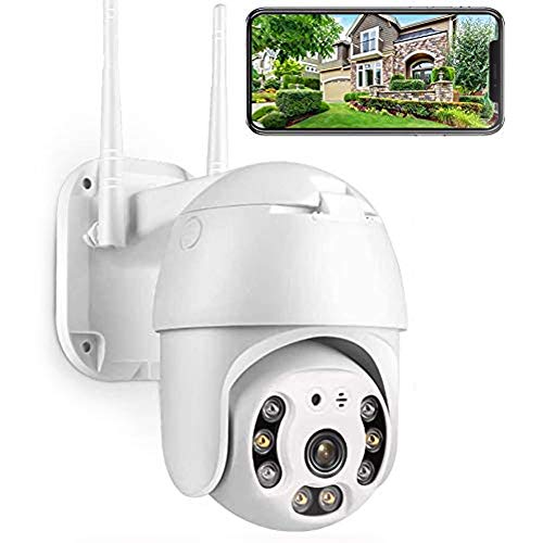 Cámara Vigilancia Exterior 1080P Inalámbrica IP cámara, Objetivos giratorios, Audio bidireccional, Modo Noche a Infrarrojos, Compatible con iOS Android PC