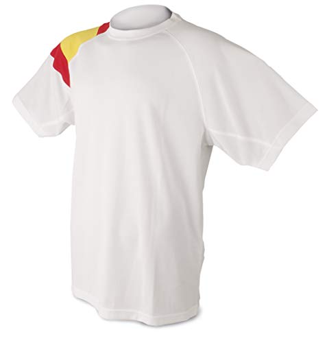 Camiseta Bandera D&F-Camiseta Blanca con los Colores de España (S) S: Pecho: 48.5 CM;Largo: 64 CM, Largo DE Manga: 34 CM; Ancho DE Manga: 23 CM; Cuello: Ancho 14 CM Camiseta Bandera D&F-Camiseta Blanca con los Colores de España (S) S: Pecho: 48.5 CM;Largo: 64 CM, Largo DE Manga: 34 CM; Ancho DE Manga: 23 CM; Cuello: Ancho 14 CM