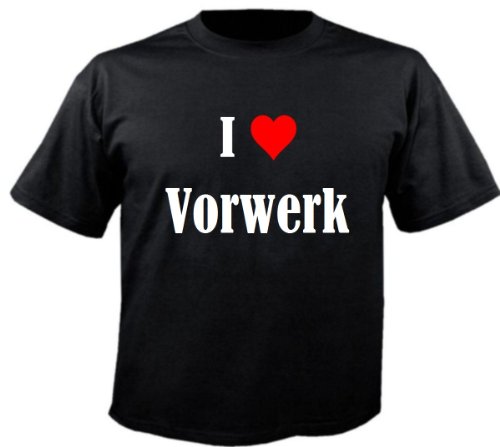 Camiseta I Love Vorwerk para mujer, hombre y niños en los colores negro, blanco y rosa. Negro M