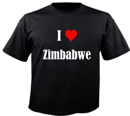 Camiseta I Love Zimbabwe para mujer, hombre y niños en los colores negro, blanco y rosa. Negro XXL