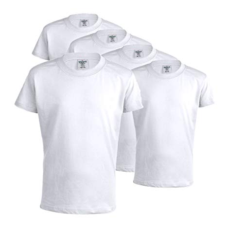 Camisetas 100% Algodón (Pack 5) Unidades para niños, Camisetas Mod Keya 150gr/m2- Manga Corta (Blanco, L(12-13))
