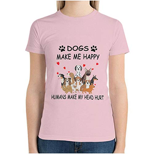 Camisetas de algodón para mujer con diseño de perros y texto en alemán "Make mich glücklich glücklich atmungsaktiv - Divertida camisa sarcasmo rosa S