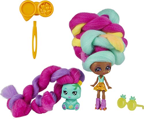 Candylocks Mina Colada 6056827 - Juego de 2 muñecas y Mascotas perfumadas de 7,5 cm, con Accesorios, Color Gris