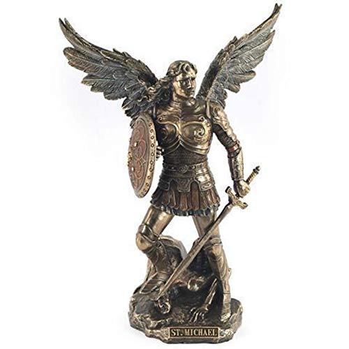 CAPRILO Figura Decorativo de Resina Arcangel San Miguel. Adornos y Esculturas. Regalos Originales. Decoración Hogar. 24 x 17 x 12 cm.