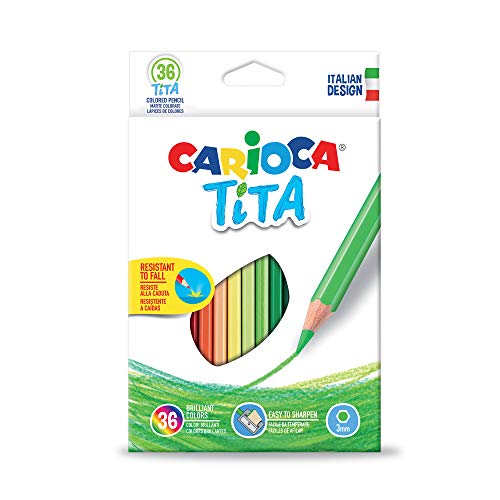 Carioca Lápices TITA | Set de Lápices de Colores Hexagonales con Punta Resistente para Niños, Colores Surtidos, 36 Uds