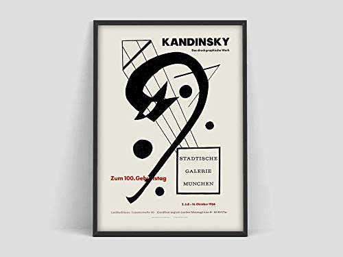 Cartel de Wassily Kandinsky, cartel de exposición de arte, bosquejo de arte de Kandinsky en blanco y negro, lienzo sin marco familiar Q 60x90cm