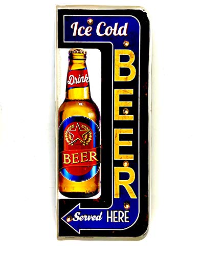 Cartel Retro Luminoso Cerveza Bar Vintage Letrero Metálico Artesania Accesorios Decoración Hogar (Drink Beer)