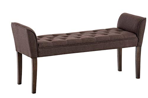 Chaise Longue Cleopatra con Tapizado de Tela I Banco Largo Acolchado en Estilo Chesterfield I Silla Larga I Color:, Color:marrón, Color del Marco:Envejecido Oscuro