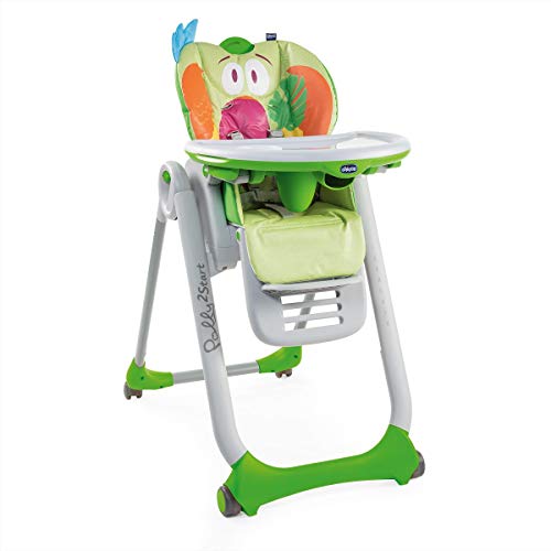 Chicco Polly2Star - Trona y hamaca transformable y compacta, con 4 ruedas y freno, de 0 a 3 años, diseño loro verde (Parrot)