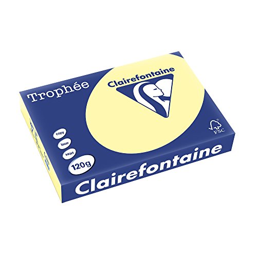 Clairefontaine Trophée 1248C - Resma de papel, 250 hojas, A4, 21 x 29.7 cm, color amarillo canario