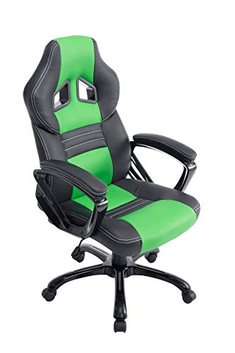 CLP Silla De Oficina Racing Pedro XL En Simil Cuero I Silla Gaming Regulable En Altura & 150 kg Cap. De Carga I Silla De Ordenador con Ruedas I, Color:Negro/Verde