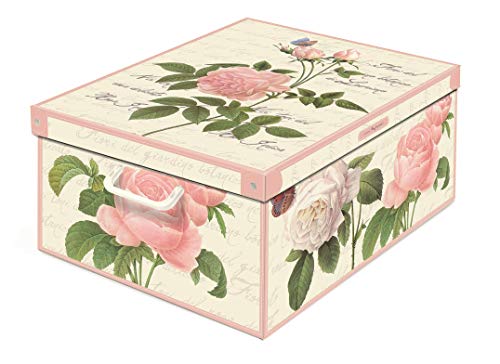 Collection Rose, Caja de almacenaje en Carton, Montaje facil 50 x 39 x 24 cm, Rosas, Grande