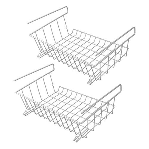 Conjunto de 2 cestas de almacenamiento| Estantes de almacenamiento metálicas| Almacenamiento de escritorio | Organizadores para armarios de cocina | M&W