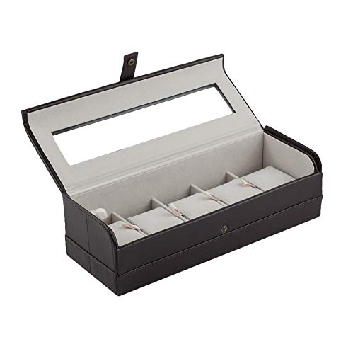 CORDAYS Estuche Relojero Artesano - Caja para 5 Relojes Caballero - Vitrina de Cristal y Cierre Seguro Botón. Hecha a Mano en Piel sintética Color Marrón CDM-00106 CORDAYS Estuche Relojero Artesano - Caja para 5 Relojes Caballero - Vitrina de Cristal y Cierre Seguro Botón. Hecha a Mano en Piel sintética Color Marrón CDM-00106