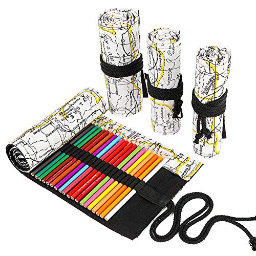 CosanterOficina para Niñas Cortina de Lápiz de Color de Lona Estuche Cartucheras Escolares Impresa Papelería de Niños Adolescentes Estudiantes Adultos Aproximadamente 20 cm de ancho * 82 cm de largo