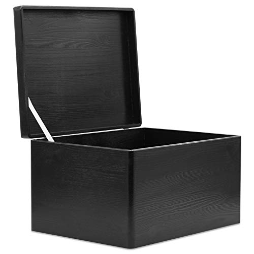 Creative Deco XXL Negro Grande Caja de Madera para Juguetes | 40 x 30 x 24 cm (+/-1cm) | con Tapa Cofre para Decorar | para Almacenar Documentos, Objetos de Valor, Herramientas