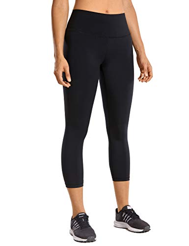 CRZ YOGA Mujer Compresión Mallas Largos Pantalones Deportivos Cintura Alta con Bolsillo-53cm Negro 38