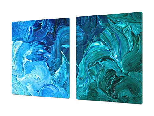 Cubre vitro de Cristal Templado de Gran Tamaño – Protector de encimera apaisado – UNA Pieza (80 x 52 cm) o Dos Piezas (40 x 52 cm) Serie Abstracta DD14