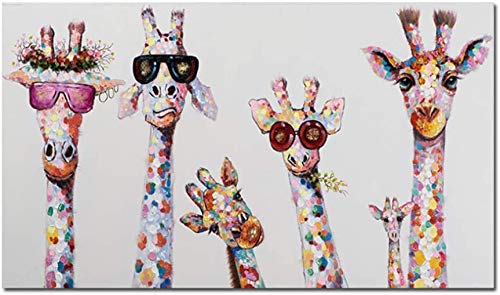 Curious Jirafas Familia Graffiti Art Animal Pinturas Pinturas Poster Impresiones Decorativas Capture Graphic Artwork Para La Decoración De La Habitación Dormitorio Marco Sin Marco 60X120cm