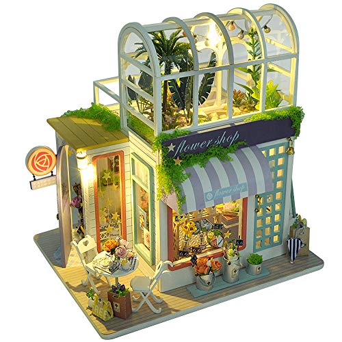 CUTEBEE Miniatura de la casa de muñecas con Muebles, Equipo de casa de muñecas de Madera DIY, más Movimiento de música