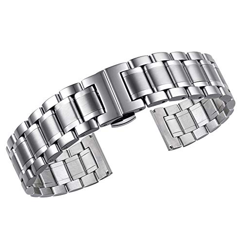de Alta Gama Pulseras de Reloj de 21 mm de los Hombres de Plata Maciza de Acero Inoxidable reemplazos con Ambos Extremos curvos y Rectos de Alta Gama Pulseras de Reloj de 21 mm de los Hombres de Plata Maciza de Acero Inoxidable reemplazos con Ambos Extremos curvos y Rectos