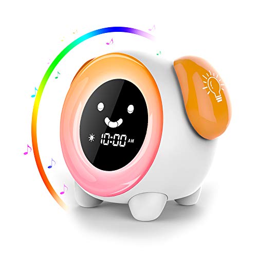 Despertador Infantil,AUELEK Niños Entrenador de Dormir LED despertador luz Digital, 2400mAh Recargable con 2 Alarmas, 3 Modos, 6 Sonidos Naturales, 7 Luces de Colores Ajustables, Función Snooze Despertador Infantil,AUELEK Niños Entrenador de Dormir LED despertador luz Digital, 2400mAh Recargable con 2 Alarmas, 3 Modos, 6 Sonidos Naturales, 7 Luces de Colores Ajustables, Función Snooze