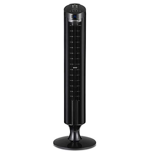 Deuba Ventilador de Torre Negro con función Turbo y Mando a Distancia 3 velocidades y Funciones Aire Acondicionado