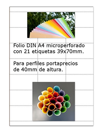 DINA4 perforado en color, diversos usos: porta-precios, recibos, albarán y copia
