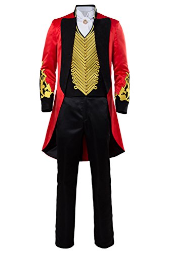 Disfraz de Circo para Hombre Vestido de Lujo del Ringmaster de Las Senoras Halloween Adult Performance Uniform Red Gold Velvet Chaleco de la Chaqueta de Embrodiery con el Boton Doble, Hombre S