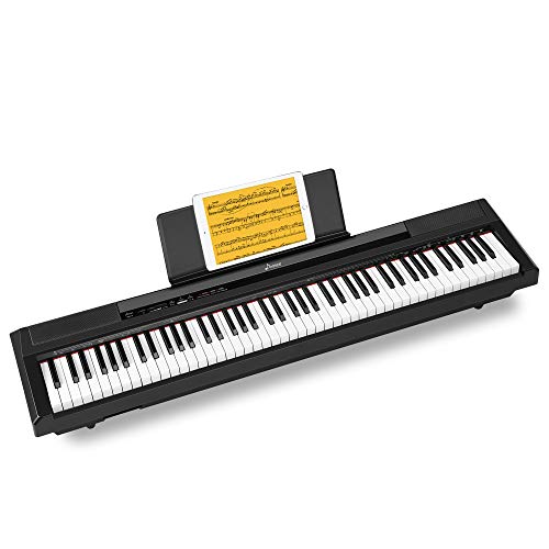 Donner Piano Digital Eléctrico con Teclado de 88 teclas Semi contrapesadas de tamaño completo, Piano Portátil para principiantes con pedal, DEP-10