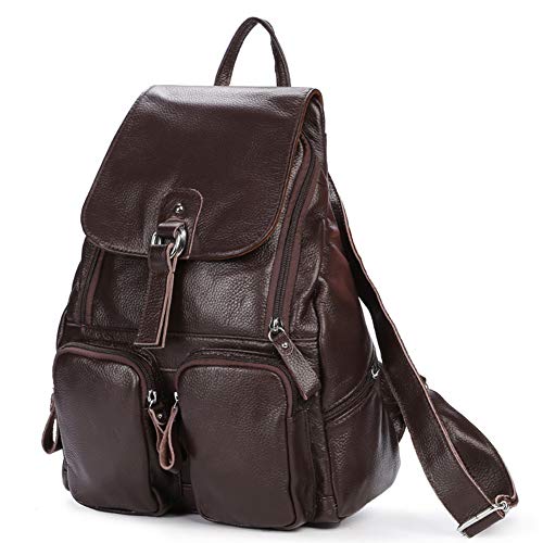 DRF Mochila Mujeres Piel Estilo Simple para Viaje 28*12*38cm BG120 (Café)