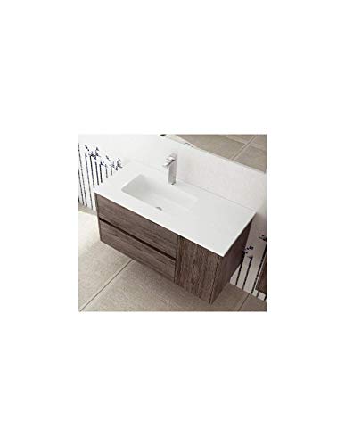 DUCHA.ES LAVABO PARA BAÑO DE RESINA CON CARGA MINERAL CON SENO DESPLAZADO A LA IZQUIERDA DE 60CM BLANCO 101X46CM