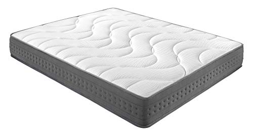 duehome Colchon Visco de Calidad, Tejido 3D Transpirable de Poliester con Tratamiento Antibacterias, Modelo Sanitec 22, Medidas: 135 cm (Ancho) x 190 cm (Largo) x 22 cm (Grosor)