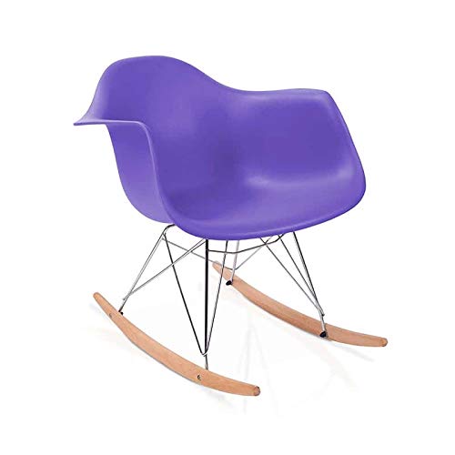 duehome Rocker - Silla Mecedora, Color Lila y Madera Haya, sillas balancin, Silla diseño nórdico, Medidas: 69,5 cm Alto x 63 cm Ancho x 65,5 cm Fondo