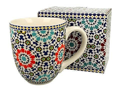 Duo Taza grande XXL Marruecos, decoración folclórica, 900 ml, porcelana, vaso para smoothies, regalo de oficina, taza para café, taza de té, capuchino, taza jumbo taza gigante XXXL