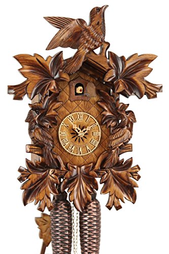 Eble Reloj de cuco original de la Selva Negra, reloj de cuco de madera auténtica, mecanismo mecánico de 8 días, certificado VDs, 39 cm, 38-07-12-80