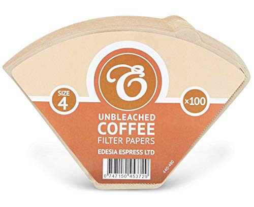 EDESIA ESPRESS - Pack de 100 filtros de papel para café - Forma de cono - Sin blanquear - Marrón - Tamaño 4