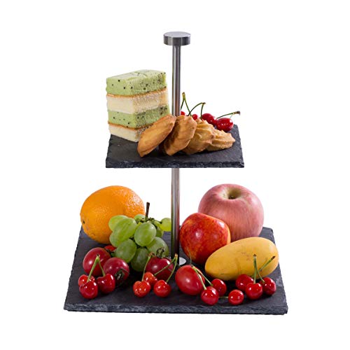 eGenuss SE2 Bandeja de Comida en Pizarra – para Bodas, cenas, cumpleaños, Aniversarios, restaurantes - Menaje Creativo - Bandeja de Dos Niveles en Pizarra Gris. eGenuss SE2 Bandeja de Comida en Pizarra – para Bodas, cenas, cumpleaños, Aniversarios, restaurantes - Menaje Creativo - Bandeja de Dos Niveles en Pizarra Gris.