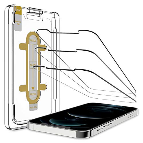 EGV Compatibile con iPhone 12/iPhone 12 Pro Protector de Pantalla,3 Pack,Cristal Templado, Instalación Sencilla con la guía de Herramientas de Alineación