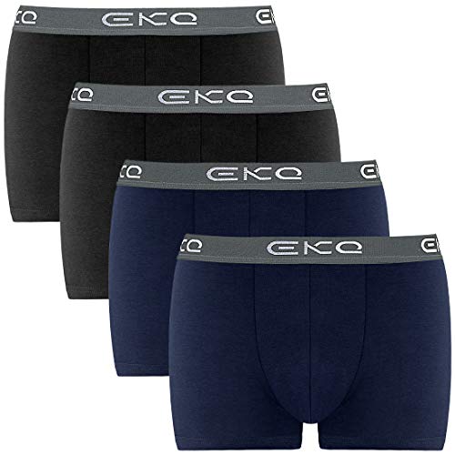 EKQ Boxer para Hombre Algodon Bóxers de Hombres Elásticos Multicolor Bóxer Negro Azul Marino, Pack de 4