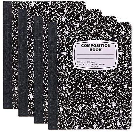Emraw Libros de composición en blanco y negro estilo mármol cubierta duradera cuadernos de papel rayado ancho 100 hojas libro de escritura para la escuela y el diario (paquete de 2) Emraw Libros de composición en blanco y negro estilo mármol cubierta duradera cuadernos de papel rayado ancho 100 hojas libro de escritura para la escuela y el diario (paquete de 2)