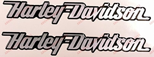 Escudo Logo Decal Harley Davidson, par Pegatinas resinati, Silver, Efecto 3D. para depósito o Casco.