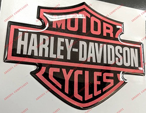 Escudo logotipo Harley Davidson, logotipo clásico, naranja, adhesivo resinado, efecto 3D, para depósito o casco