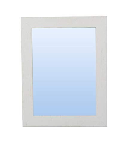 Espejo con Marco para Colgar (Varios tamaños y Colores) rústico (Blanco (Ref.-29), 120 x 80 cm)