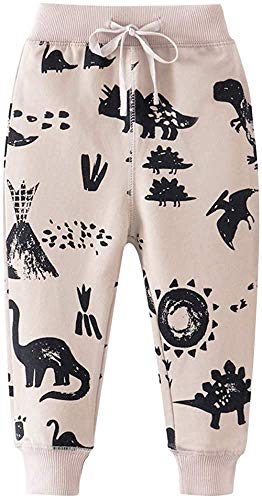 EULLA - Pantalones de chándal para niño (algodón, 1-7 años), diseño de dinosaurios 5 dinosaurios 122 cm
