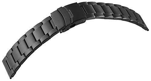 Excellanc - Correa de Repuesto para Reloj de Hombre (Acero Inoxidable, 20 mm de Ancho, Cierre desplegable, 18 cm de Longitud), Color Negro