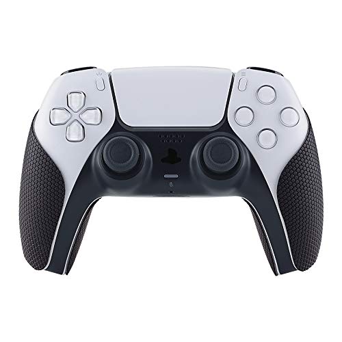 eXtremeRate PlayVital Pegatina para PS5 Aadhesivo de Silicona Antideslizante Piel de Goma para Control DualSense PS5 Protector con Textura Pegatina de Agarre para Mando de Playstation 5(Negro)