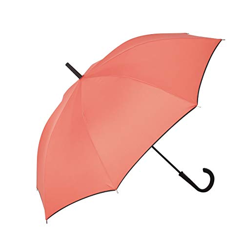 EZPELETA Paraguas Largo de Mujer. Antiviento, automático y con puño Curvo. Tejido Liso 12 Colores - Fresa, 19